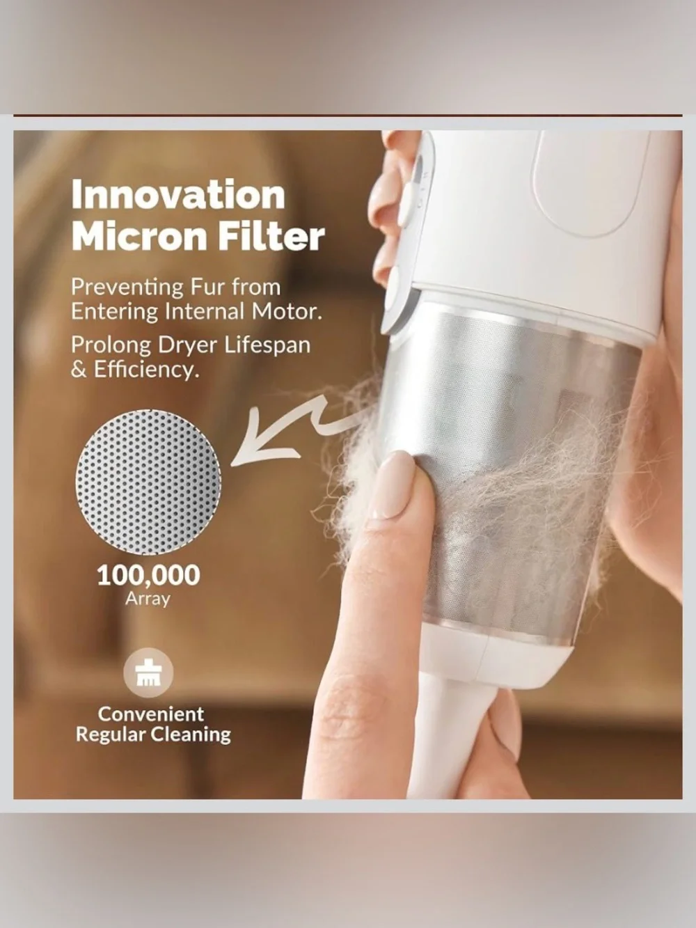 Handheld Powerful Pet Dryer - White